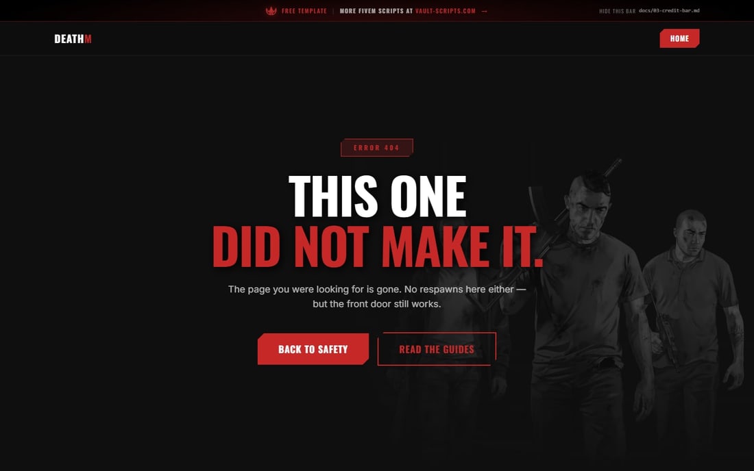 The 404 page, matching the rest of the design